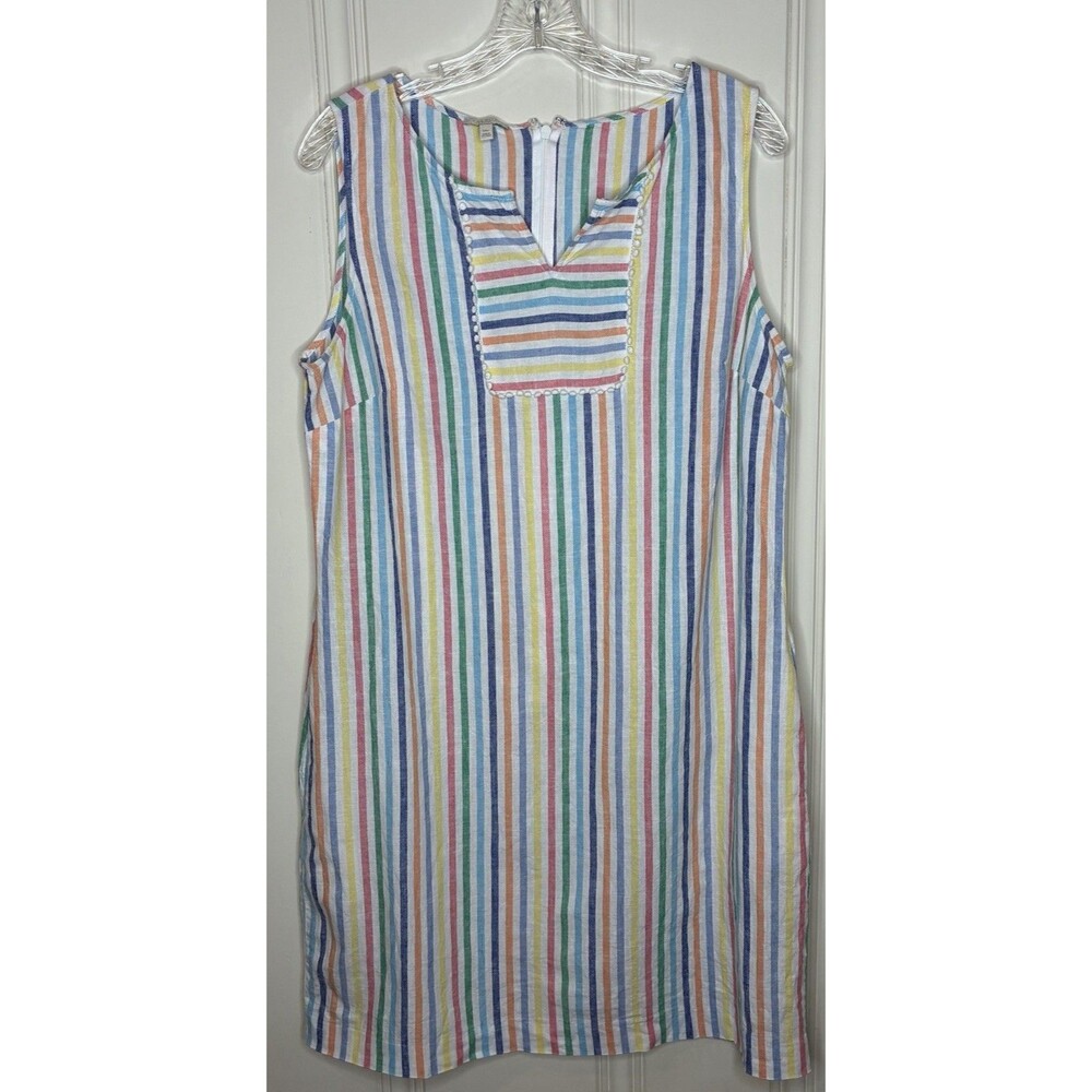 Talbots Linen Cotton Size 14P Dress Retro Coastal Beach Resort Grandmacore